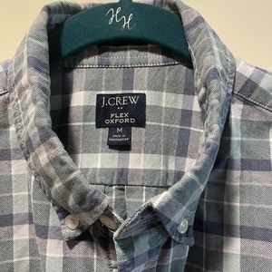 J. Crew Flex Oxford Button Down Shirt, Men’s Medium Blue Plaid Long Sleeve